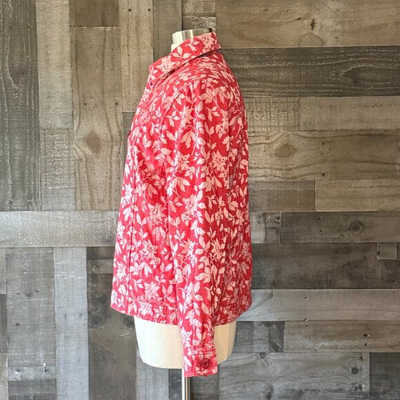 Handmade reversible sparkly floral button up jacket medium feminine coastal fall - Picture 4 of 13